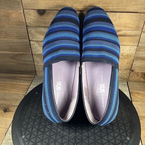SAS Brenda Pumps Blue Striped Fabric Comfort Shoes Slip On Dress Women Size 8.5M - Picture 5 of 10